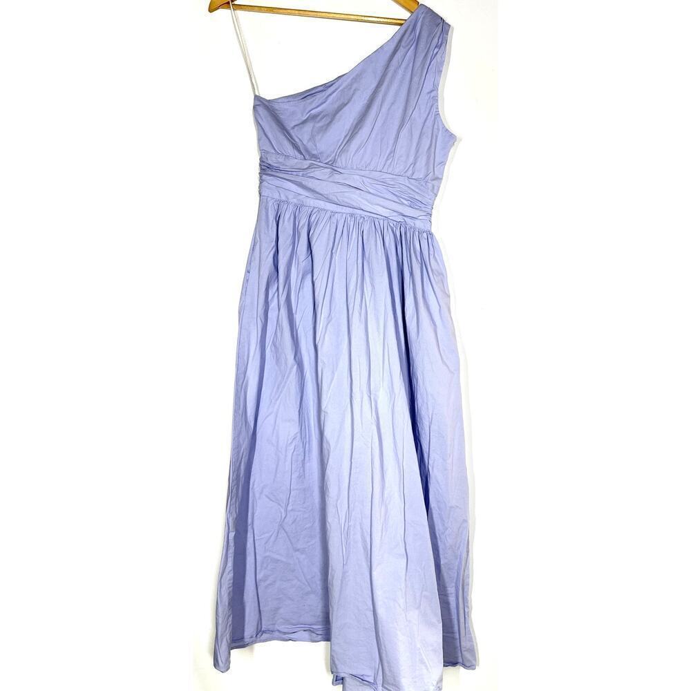 Saunders Poplin Dress Sleeveless One Shoulder Pleated Maxi A-Line Light Purple 8 - Picture 5 of 8